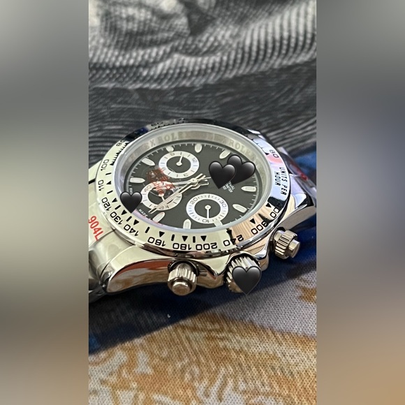 Men’s Luxury Daytona Style Automatic Stainless Steel Watch Black Dial 40mm - Picture 2 of 4